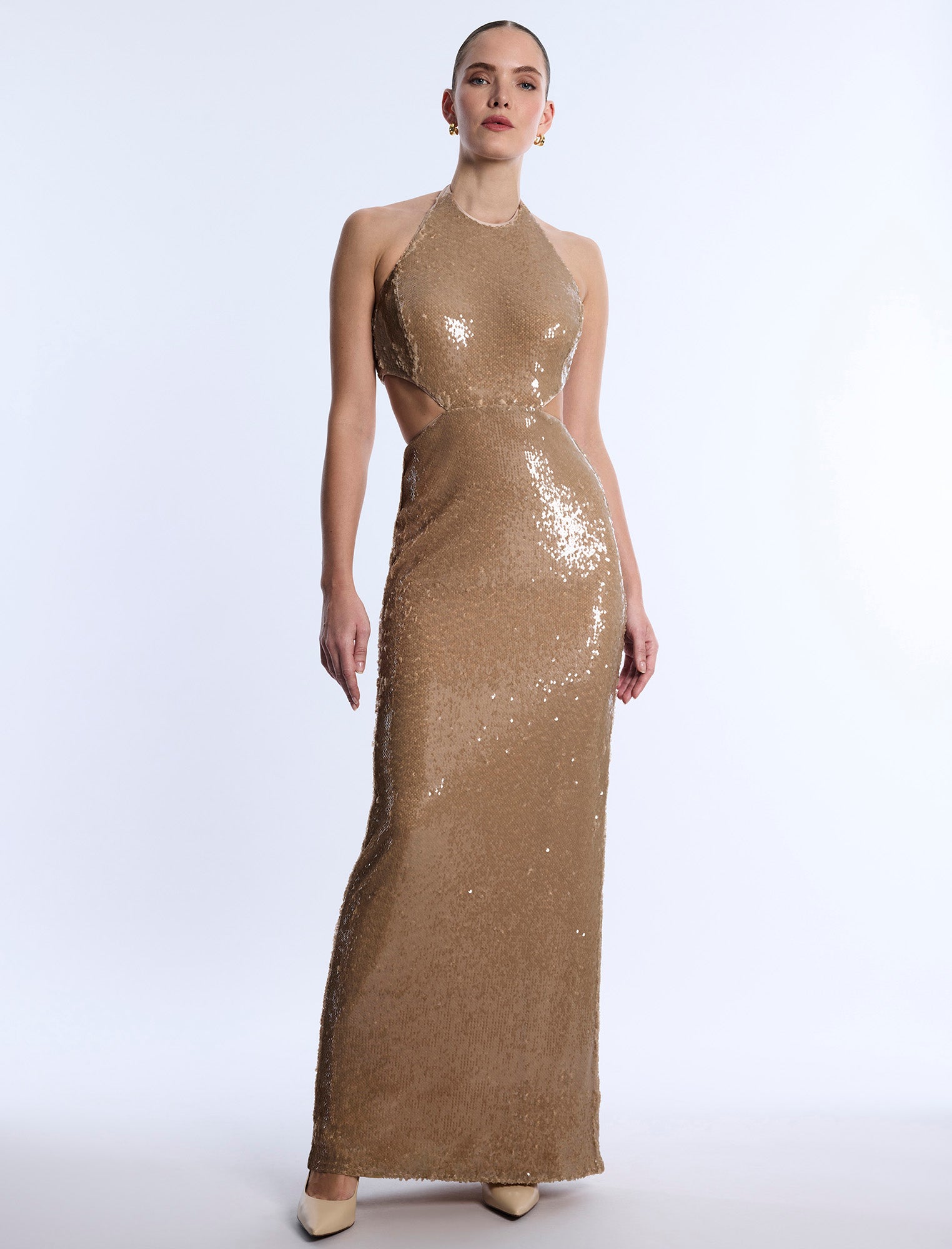 Sequin Cutout Halter Gown - Image 4