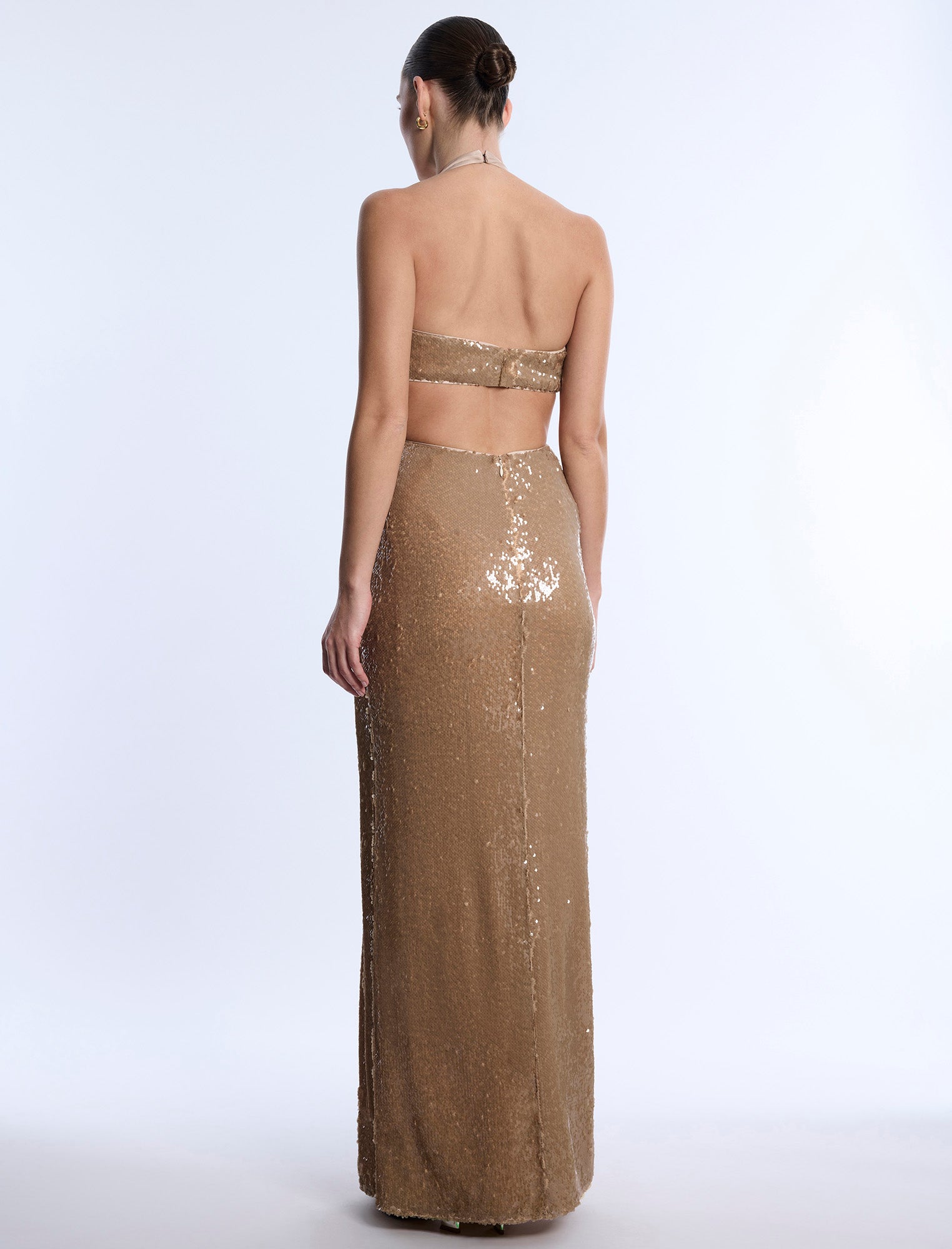 Sequin Cutout Halter Gown - Image 2