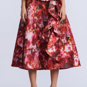 Printed Cascade Midi Skirt