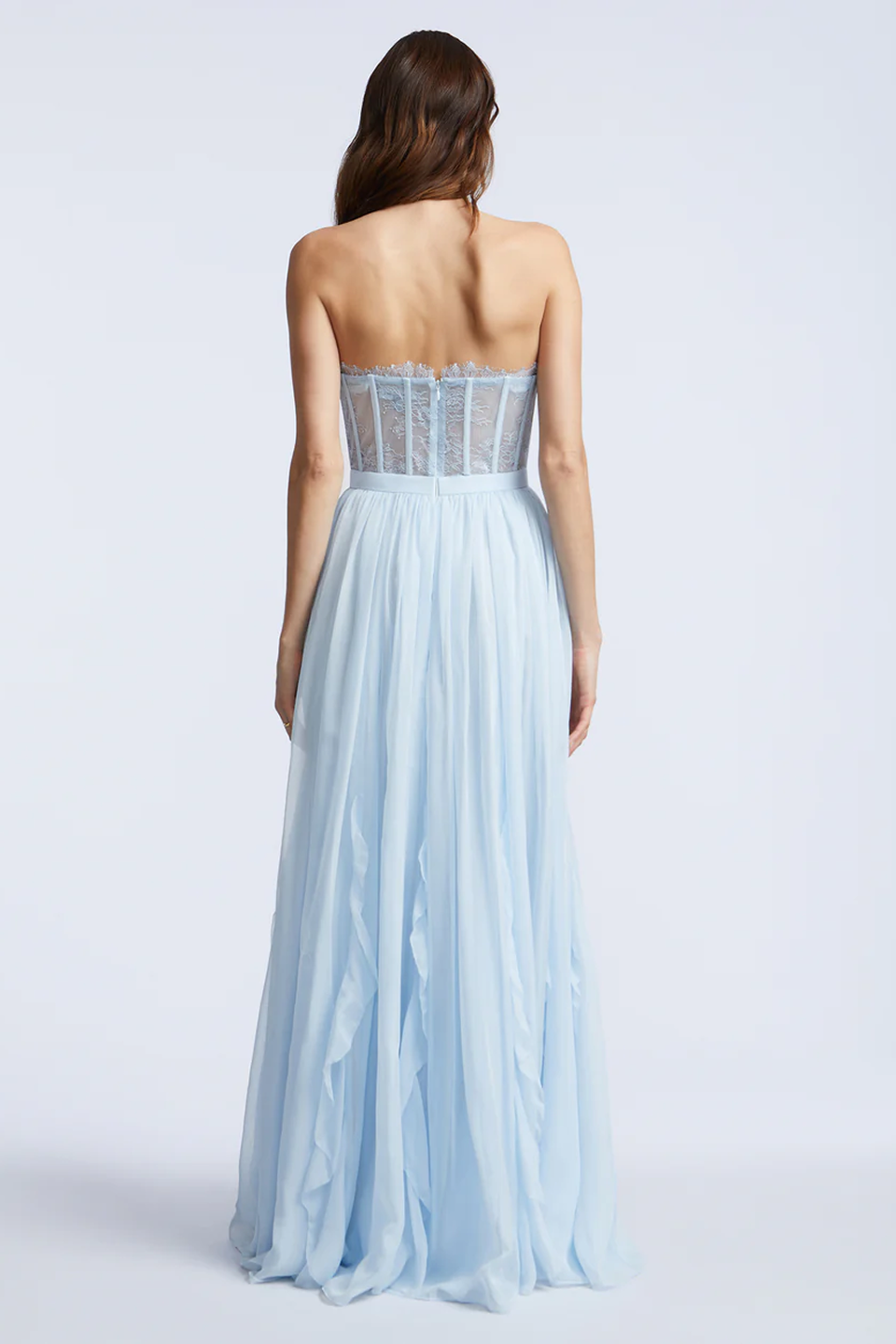 Lace Bodice Chiffon Ruffle Gown - Image 2