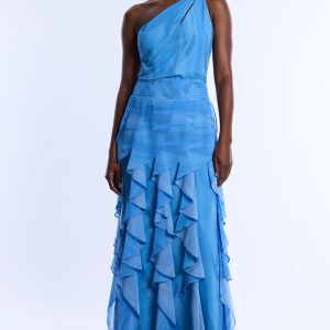Printed One Shoulder Gown