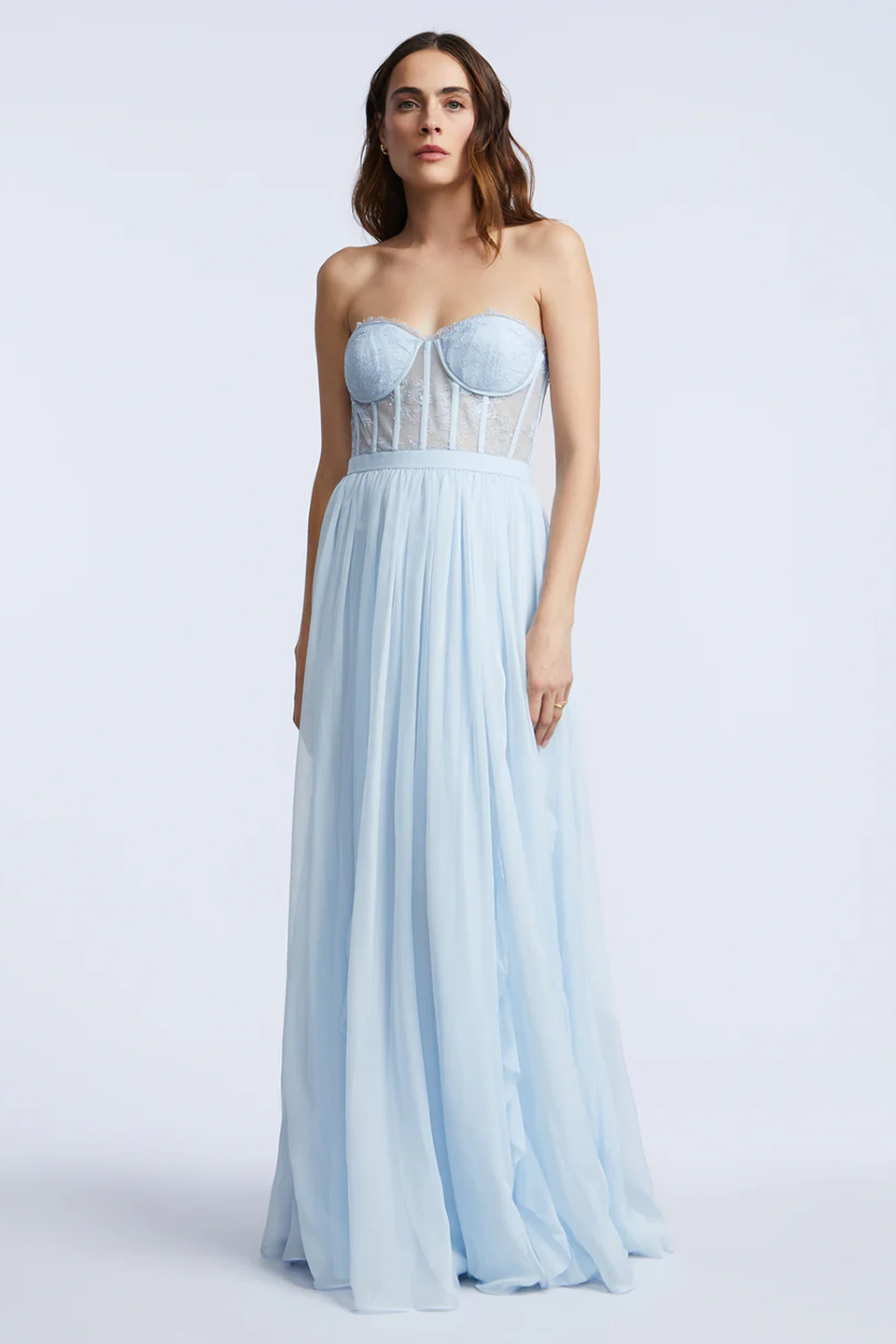 Lace Bodice Chiffon Ruffle Gown - Image 4